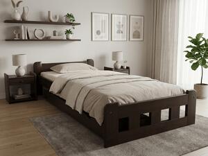 Pat de o persoana inalt Naomi 90x200 cm, nuc Saltele: Cu saltele Deluxe 10 cm, Somiera pat: Cu lamele curbate