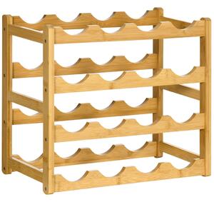 Suport pentru sticle de vin din bambus pentru 16 sticle, 43x23,5x38cm