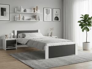 Pat de o persoana IKAROS 90 x 200 cm, antracit/alb Saltele: Cu saltele Coco Maxi 20 cm, Somiera pat: Fara somiera