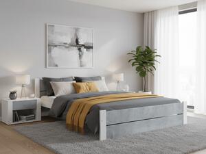 Pat dublu IKAROS DOUBLE 180 x 200 cm, beton/alba Saltele: Fara saltea, Somiera pat: Cu lamele drepte