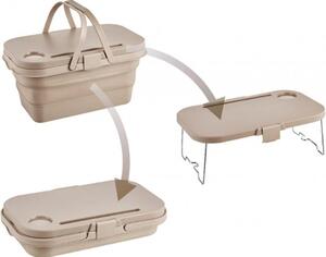 Coș de picnic, pliabil, 3 în 1, bej, masă portabilă, recipient și cutie multifuncțională, 15L, KP03K, eCarla