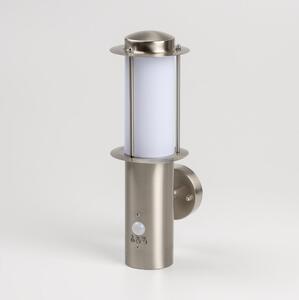 Aplica LED de perete pentru exterior cu senzor de mișcare 1xE27/4,9W/230V IP44 crom mat