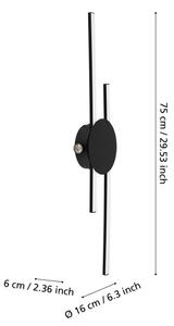 Eglo 902123 - Aplică LED de perete VENTICELLO, LED 20W/230V + LED 0,91W, neagră