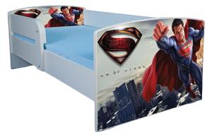 Pat cu Superman pentru baieti cu saltea 130x60 cm, fara sertar ptv3376