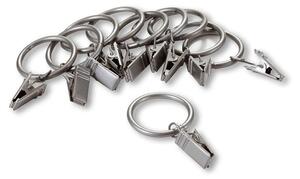 Set inele metalice pentru perdele cu cleme, argintiu, 10 buc