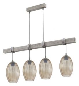 Brilagi - Candelabru suspendat pe cablu WOOD GLASS 4xE27/60W/230V pin/gri/maro fumuriu
