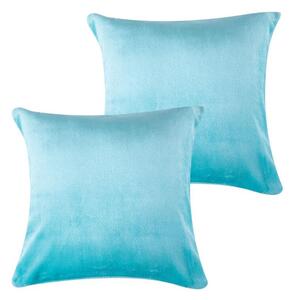 Set de 2 fețe pernuțe din micropluș turcoaz 40 x 40 cm