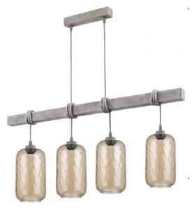 Brilagi - Lustra suspendată pe cablu WOOD GLASS 4xE27/60W/230V pin/gri/maro fumuriu