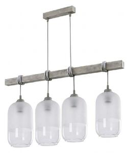 Brilagi - Lustru suspendat pe cablu WOOD GLASS 4xE27/60W/230V pin/gri/alb