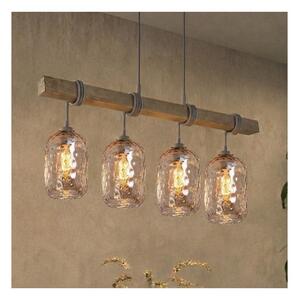 Brilagi - Lustra suspendată pe cablu WOOD GLASS 4xE27/60W/230V pin/gri/maro fumuriu