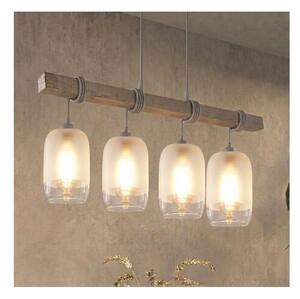 Brilagi - Lustru suspendat pe cablu WOOD GLASS 4xE27/60W/230V pin/gri/alb
