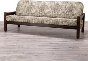 Huse bielastice MARMO bej 3fotoliu cu manere de lemn (l. 150 - 200 cm)