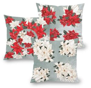 Set 3 feţe pernuţe POINSETTIA, 45 x 45 cm
