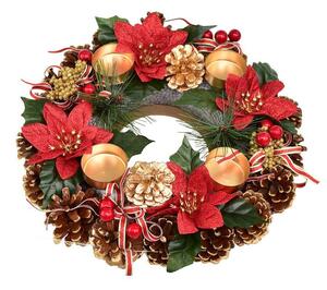 Coroniţă de Advent din conuri POINSETTIA cu fundiţe, 30 cm
