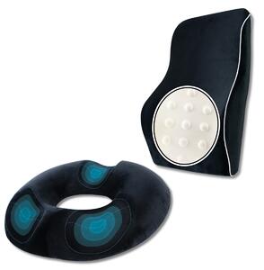Set Perne Ortopedice | Perna lombara Completa si Perna sezut Suporto Donut din spuma cu memorie| Culoare Negru