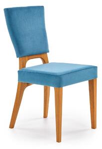 Scaun living Wenanty, albastru/stejar, stofa clasica/lemn masiv, 43X56X91 CM