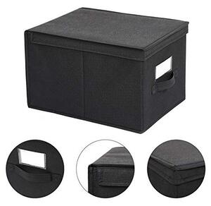 Set 3 cutii depozitare pliabile, Songmics, Negru, 40x30x25 cm