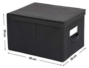 Set 3 cutii depozitare pliabile, Songmics, Negru, 40x30x25 cm