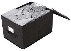 Set 3 cutii depozitare pliabile, Songmics, Negru, 40x30x25 cm