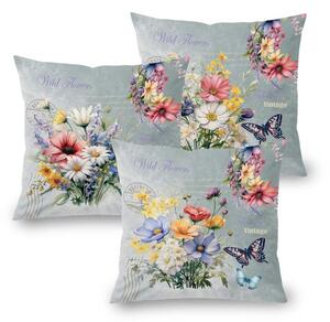 Set de 3 fețe pernuțe SPRING FLOWERS 45 x 45 cm