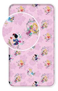 Cearceaf pentru copii roz din bumbac cu elastic 90x200 cm The Pincesses "Pink" – Jerry Fabrics