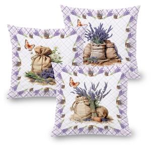 Set de 3 fețe pernuțe LAVANDĂ 45 x 45 cm