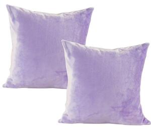 Set de 2 fețe pernuțe din micropluș mov 40 x 40 cm