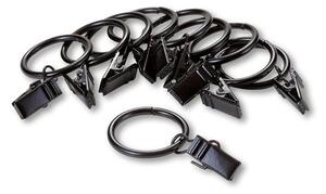 Set inele metalice pentru perdele cu cleme, negru, 10 buc