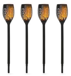 Outsunny Set 4 Lămpi LED de Exterior cu Energie Solară și Țăruși, Ø12x72 cm, Negru | Aosom Romania