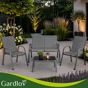 Set mobilier balcon Gardlov – Masă și scaune pentru terasă și grădină, gri