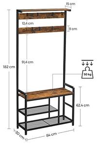 Cuier, Vasagle, Negru , 84x30x182 cm