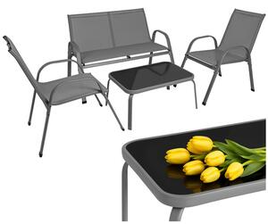Set mobilier balcon Gardlov – Masă și scaune pentru terasă și grădină, gri