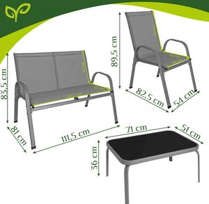 Set mobilier balcon Gardlov – Masă și scaune pentru terasă și grădină, gri