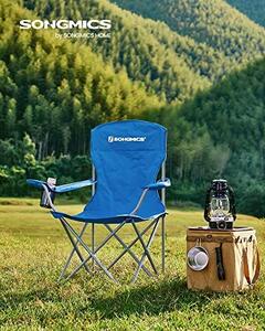 Set 2 scaune de camping, Songmics, Albastru, 76x51.5x95.5 cm