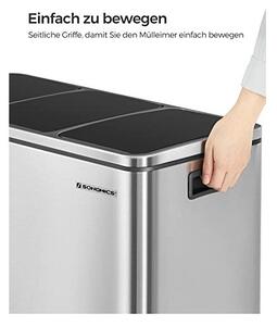 Cos de reciclare, Songmics, 3 compartimente, LTB54NL, 3 x 18 L