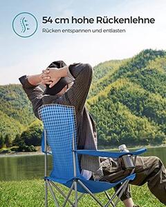 Set 2 scaune de camping, Songmics, Albastru, 76x51.5x95.5 cm