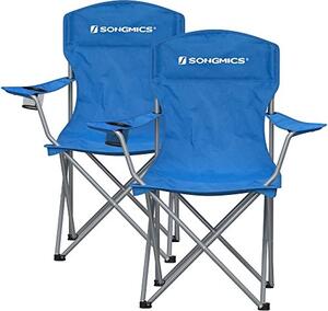 Set 2 scaune de camping, Songmics, Albastru, 76x51.5x95.5 cm