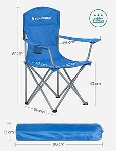 Set 2 scaune de camping, Songmics, Albastru, 76x51.5x95.5 cm