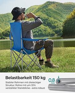 Set 2 scaune de camping, Songmics, Albastru, 76x51.5x95.5 cm