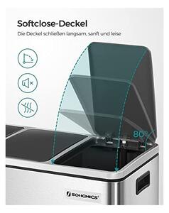 Cos de reciclare, Songmics, 3 compartimente, LTB54NL, 3 x 18 L