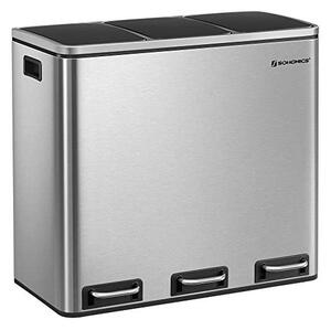 Cos de reciclare, Songmics, 3 compartimente, LTB54NL, 3 x 18 L