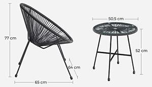 Set mobilier de gradina Acapulco, Songmics, Negru, 64x65x77 cm
