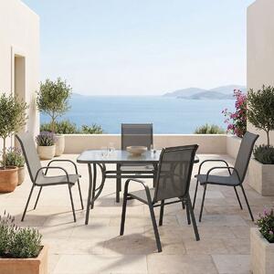 Set 5 piese masa si scaune gradina, Calan, Antracit, 70x120x70 cm