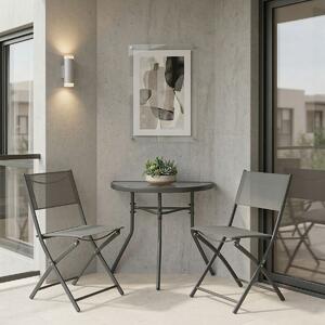 Set 3 masa si scaune gradina, Bion Jeve, Antracit, 40x70x65 cm