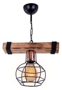 Lustra cu o singură lumina PWL-1033, E27 nuc-negru 28.5x15x50 cm