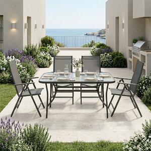 Set 5 masa si scaune gradina, Candor, Antracit, 70x120x70 cm