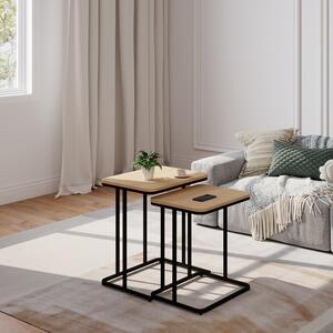Set 2 bucati Masuta auxiliara, Dunest, Negru, 40x54x60 cm
