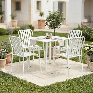 Set 5 piese masa si scaune gradina, Heven Vista, Alb, 80x80x72 cm