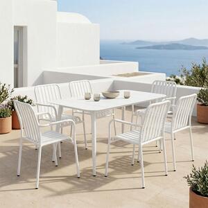 Set 7 masa si scaune gradina, Heven Vista, Alb, 70x120x72 cm