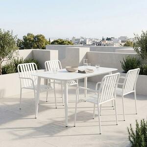 Set 5 masa si scaune gradina, Heven Vista, Alb, 80x150x72 cm